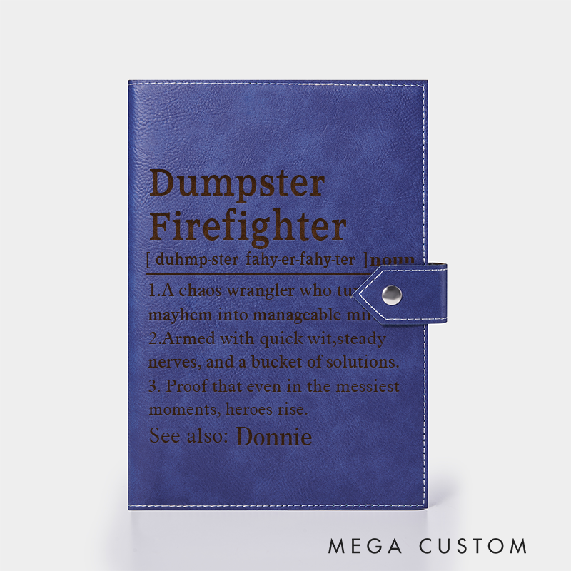 Personalized Firefighter Leather Journal Engraved Firefighter Notebook Custom Name Firefighter Notebook
