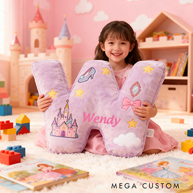 Personalized Colorful 26 Letters Cute Graphic 3D Print Pillow Cute Magic Beautiful Letter Custom Pillow Gift Christmas Gift for Kids