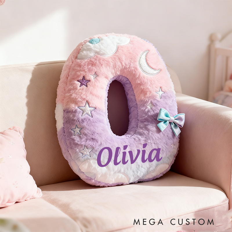 Personalized Colorful 26 Letters Cute Graphic 3D Print Christmas Gift Pillow Cute Magic Beautiful Letter Custom Pillow Gift for Kids