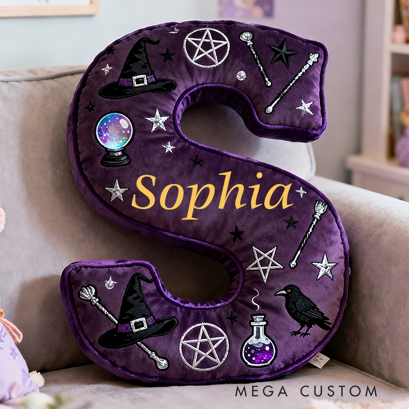 Personalized Mystical Witchcraft Pillow with Pentagrams  Crystal Balls Magic Potions Ravens and Starry Night Design Graphic 3D Print Pillow