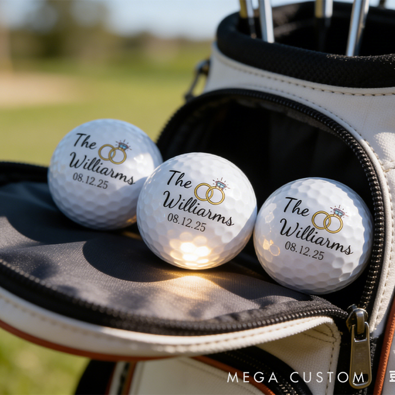 Personalized Wedding Golf Ball with Custom Names and Date for Golf Loving Newlyweds