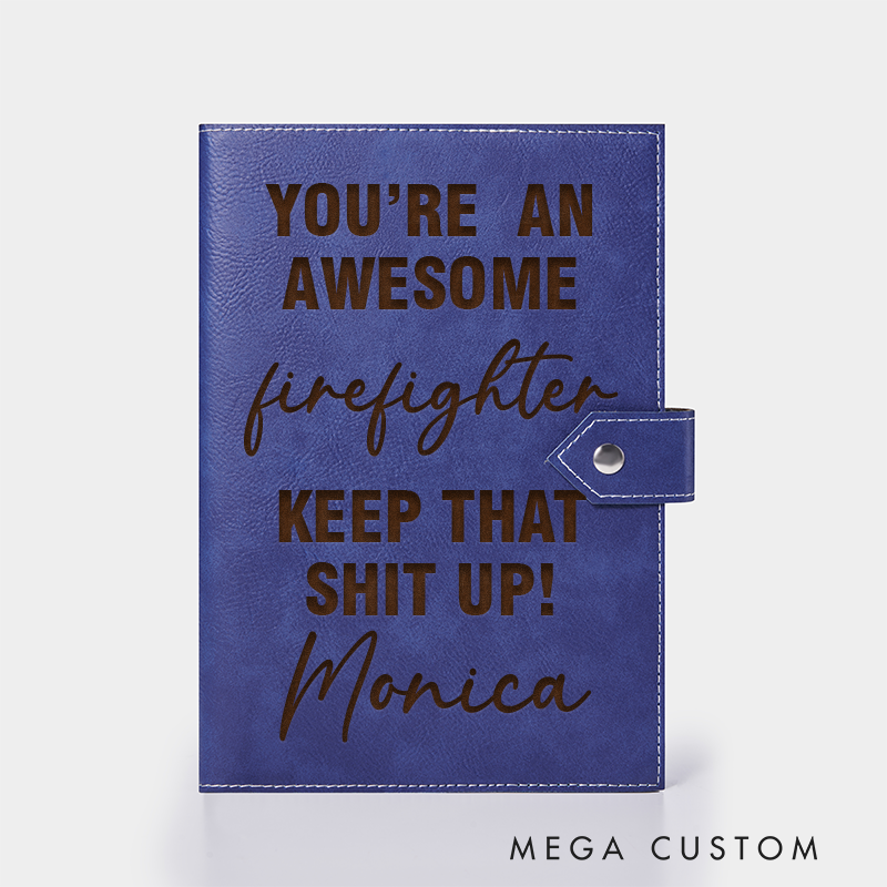Personalized Firefighter Leather Journal Engraved Firefighter Notebook Custom Name Firefighter Notebook