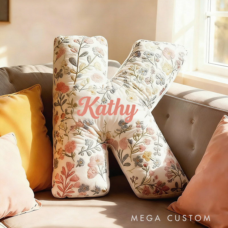 Personalized Flower Letter Pillow with Name Graphic 3D Print Custom Double Sided Pillow Gift for Kids Gardening Lovers Gift