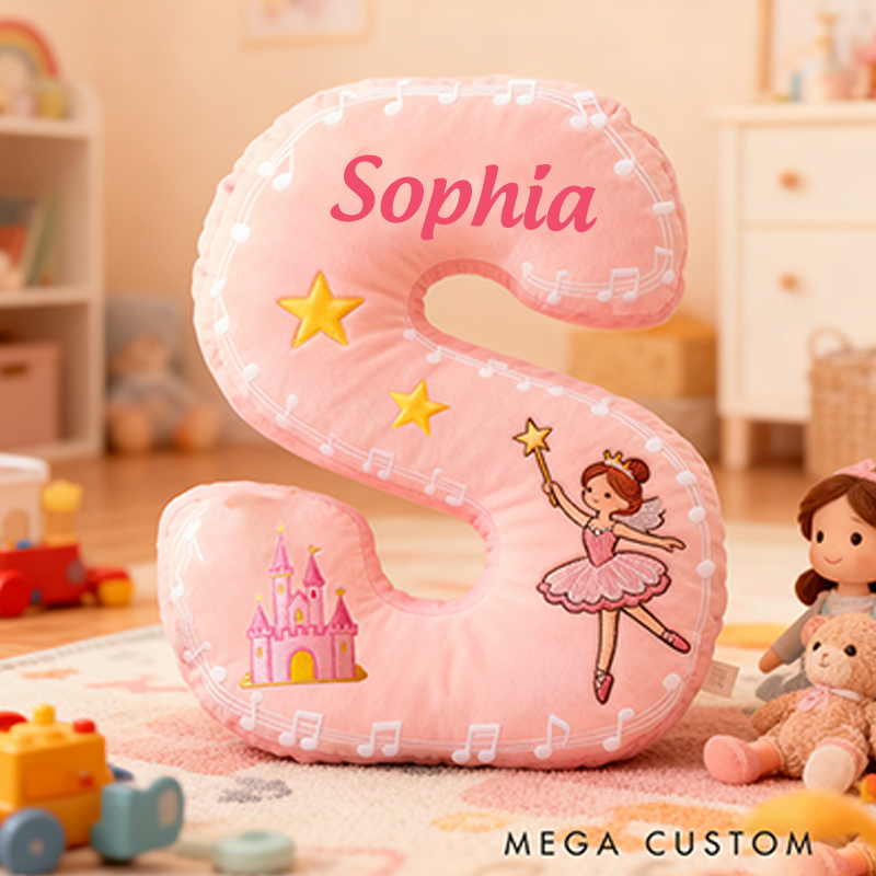 Personalized Colorful 26 Letter Castle Pattern Cute Graphic 3D Print Pillow Cute Magic Beautiful Letter Custom Pillow Gift for Kids