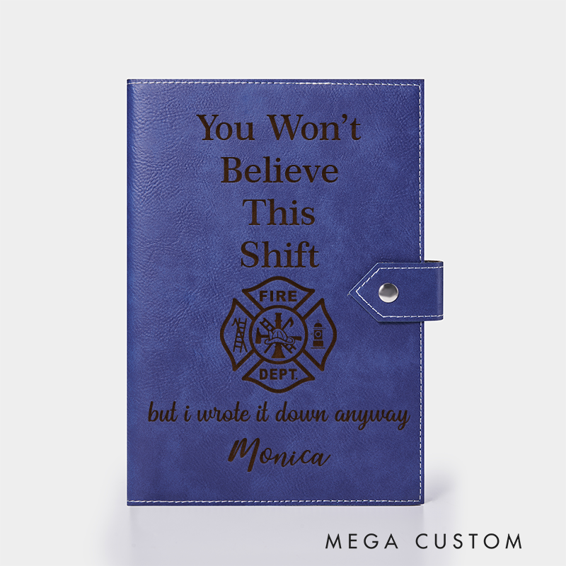Personalized Firefighter Leather Journal Engraved Firefighter Notebook Custom Name Firefighter Notebook