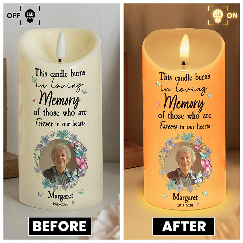 Personalized Photo LED Candle This Candle Burns In Loving Memory Memorial Candle Sympathy Gift for Loss of Loved One