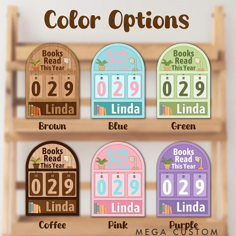 Personalized Books Read This Year Counter Wooden Books Tracker with Name Bookshelf Decor for Book Lover Bookish Librarian Reader Christmas Gift
