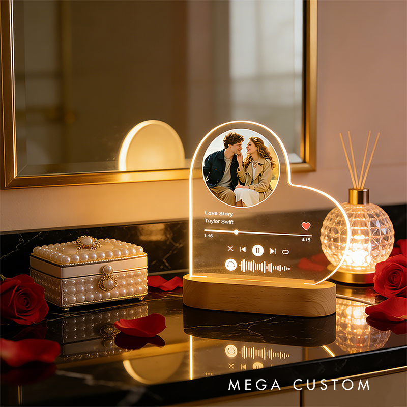 Personalized Song Night Light Heart Shaped Photo Gift Custom Valentine's Day Gift Best Gifts for Her Gift for Her Couple Anniversary Gift
