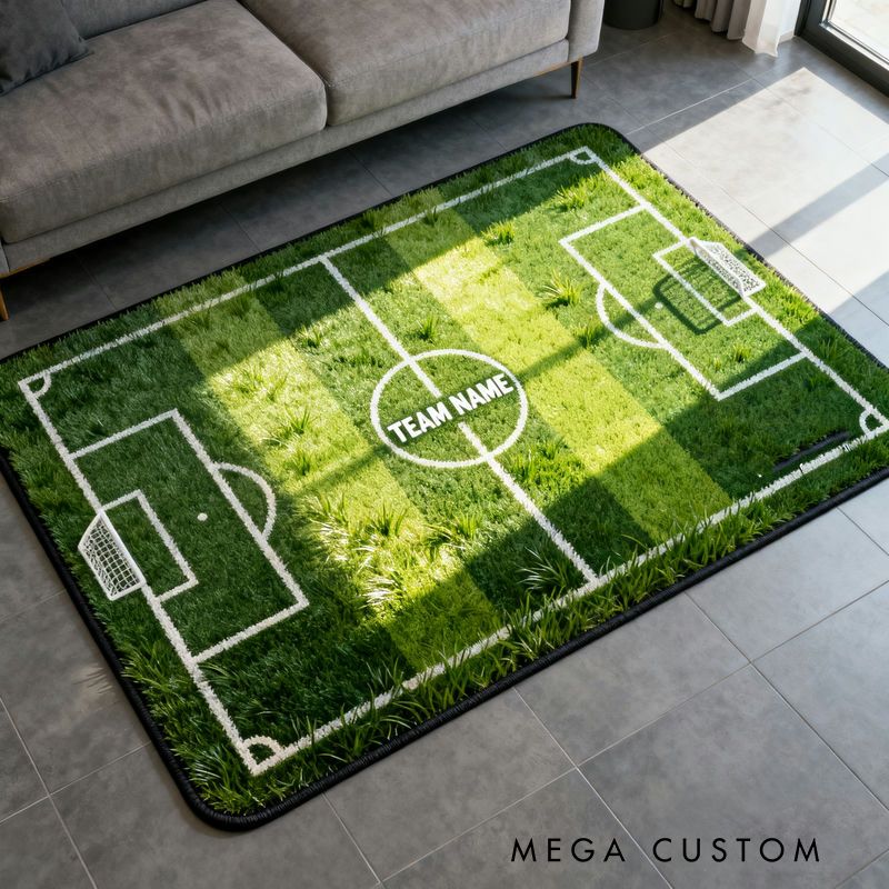 Personalized Soccer Field Rug with Custom Team Name for Kids' Rooms