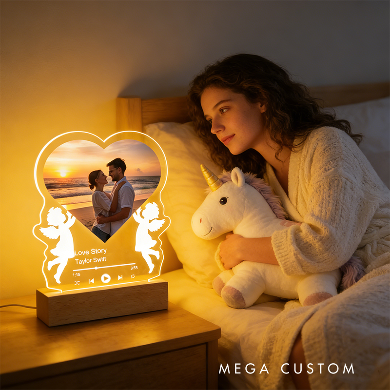 Personalized Gifts for Couple Custom Engagement Gifts for Couple Wedding Day Gifts Angel LED Lamp Anniversary Birthday Wedding Gifts