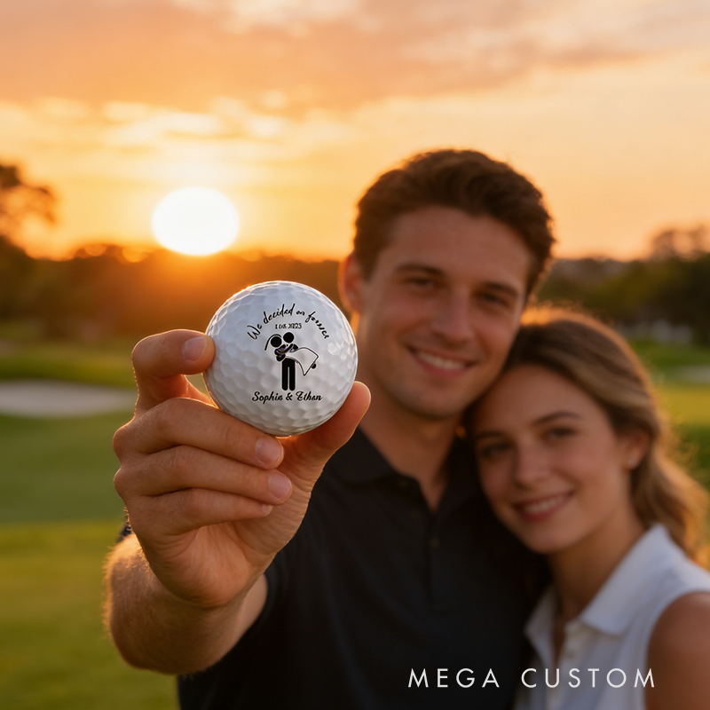 Personalized Wedding Golf Ball with "Forever" Design and Custom Details for Newlyweds Weddings Gifts
