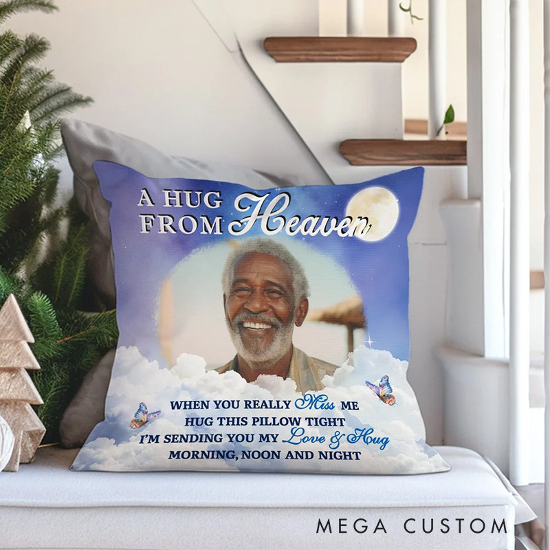 Personalized Memorial Pillow Hug This Pillow And Know I'm Here Custom Double Sided Starry Sky Moon Clouds Pillow Bereavement Gift Sympathy Gift 