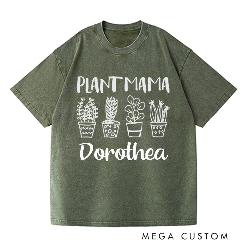 Personalized Plant Mama Washed T-Shirts Crazy Plant Lady Shirt Plant Shirt Plant Lover Gift Mother's Day Gift Gardening Shirt Gardener Shirt