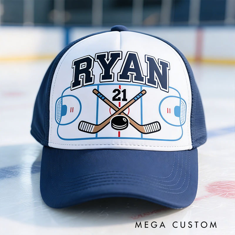 Personalized Hockey Cap with Custom Name and Number Design
