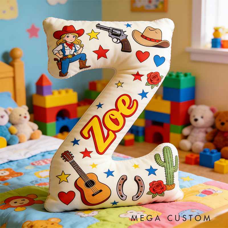 Personalized Floral Cowgirl Boots Western Pillow with Name Western Nursery Birthday Gift for Cowgirls Friends