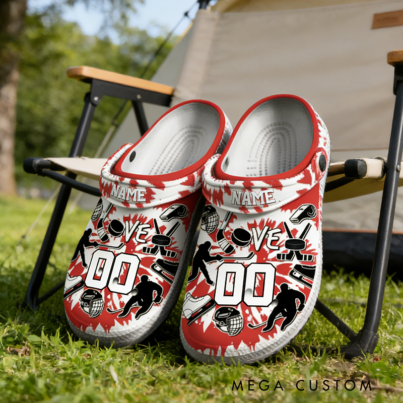 Personalized Ice Hockey Clogs with Custom Name and Number Design