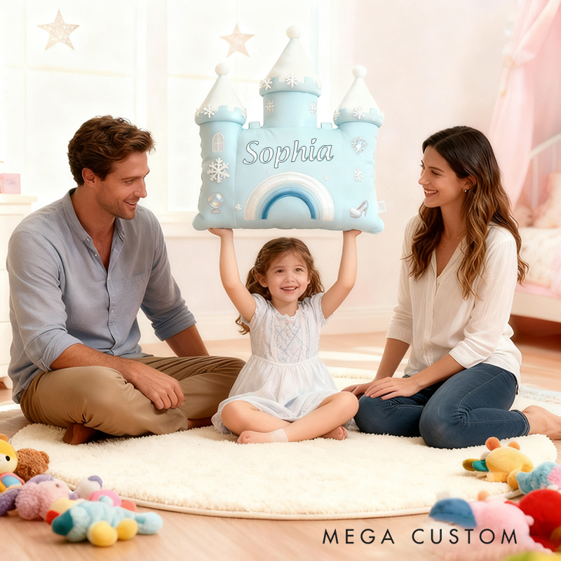 Personalized Castle Pillow with Rainbow Stars and Moon Design for Magical and Cozy Fairy Tale Pillow Custom Pillow Christmas Gift for Kids