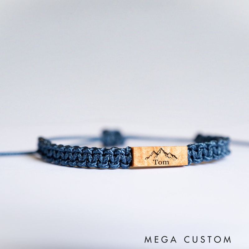Personalized Mountain Bracelet Outdoor Adventurers and Nature Lover Bracelet Outdoor Adventure Couple Gifts