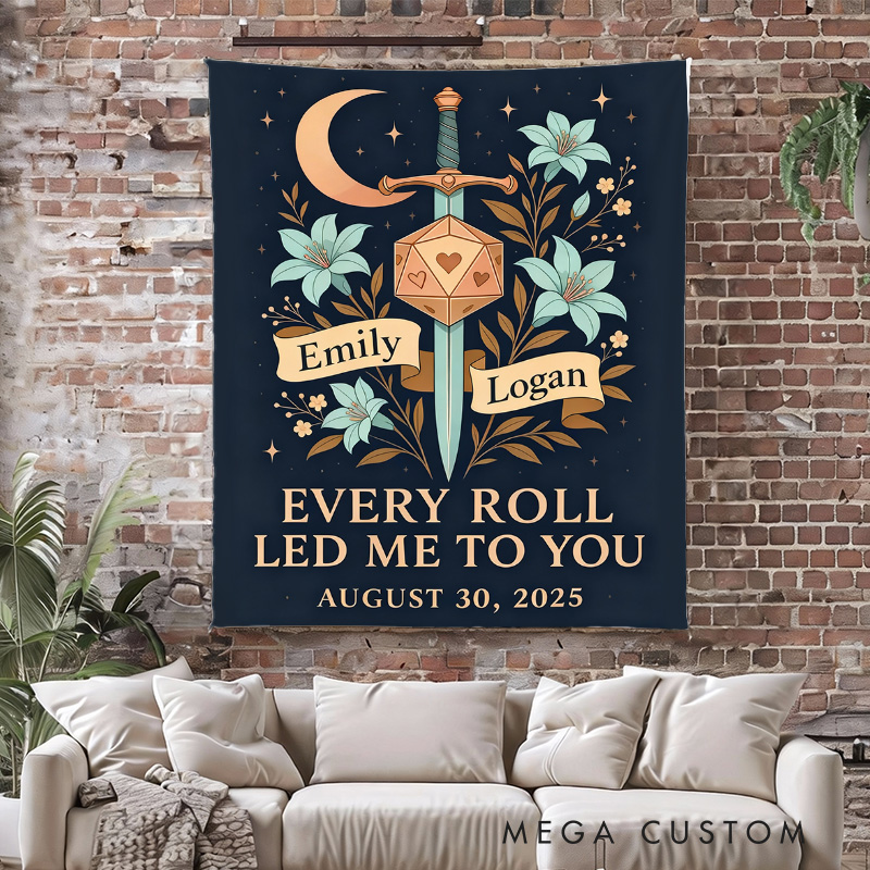 Personalized Rolling to You Couple Tapestry Pixel Art Retro Video Game Tapestry Gift for Nerdy Wedding  Gaming Room Decor for Couples