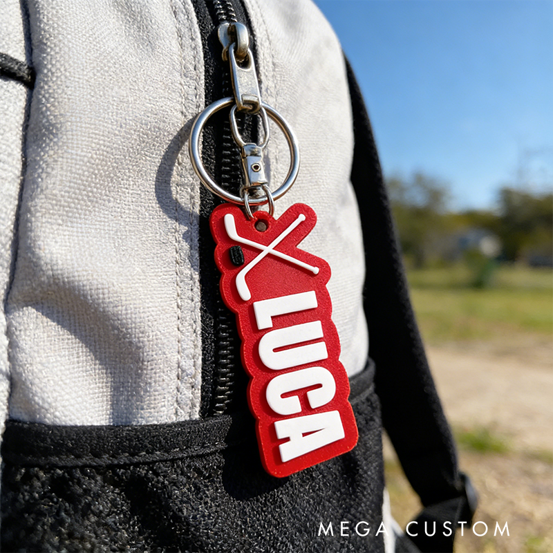 Personalized Ice Hockey Keychain with Custom Name Design