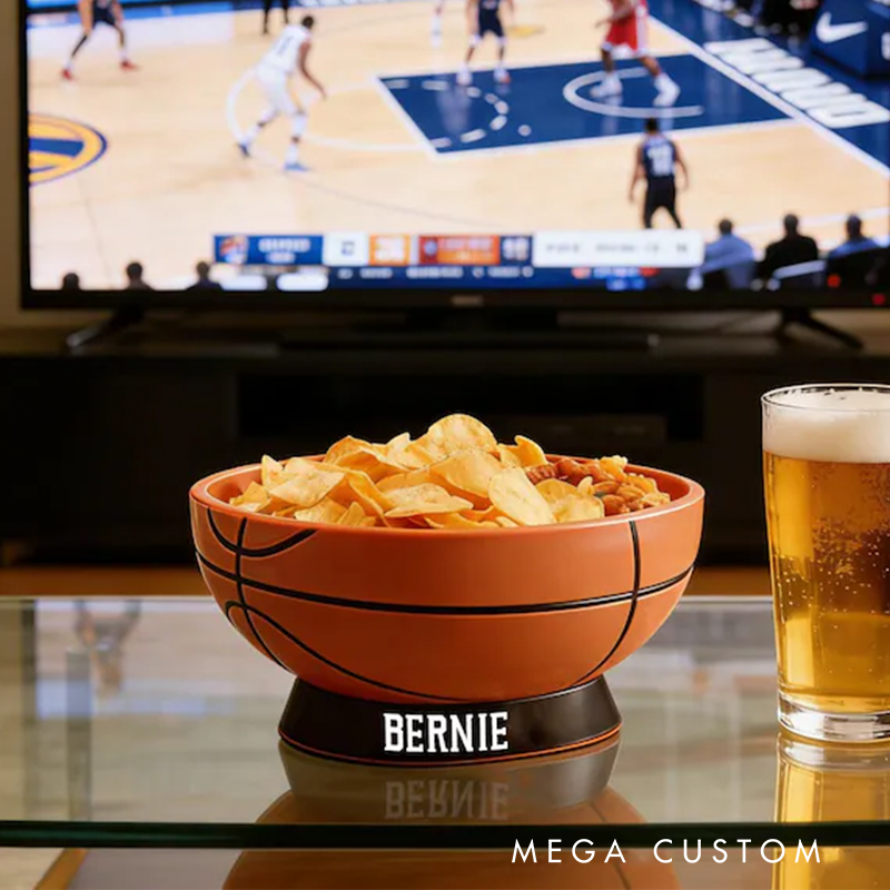 Personalized Basketball Snack Bowl with Custom Name for Sports Fans