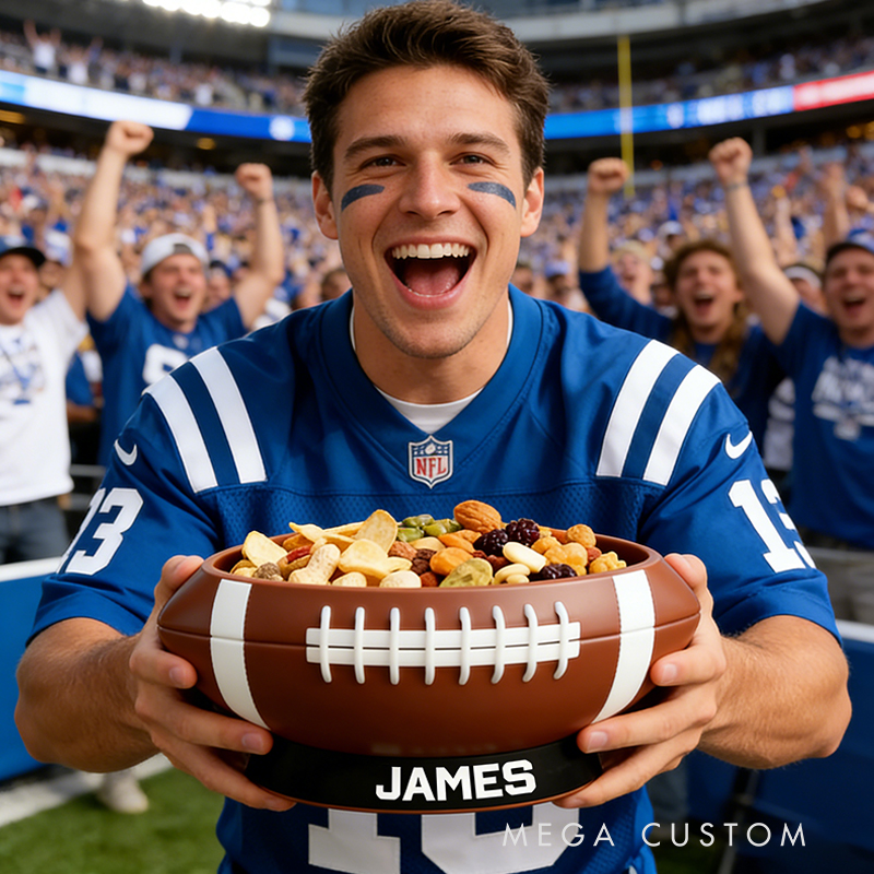 Personalized 3D Printed Football Snack Bowl for Sports Fans Parties and Tailgates
