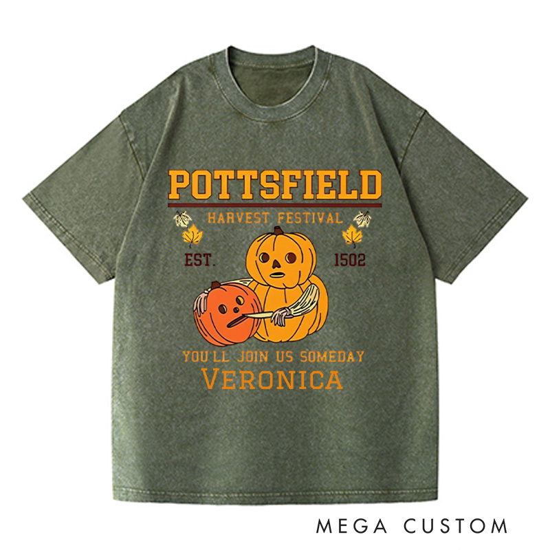 Personalized Pottsfield Harvest Festival Washed T-Shirts Pumpkin Carver Shirt You'll Join Us Someday Shirt Gardening Shirt Halloween Shirt