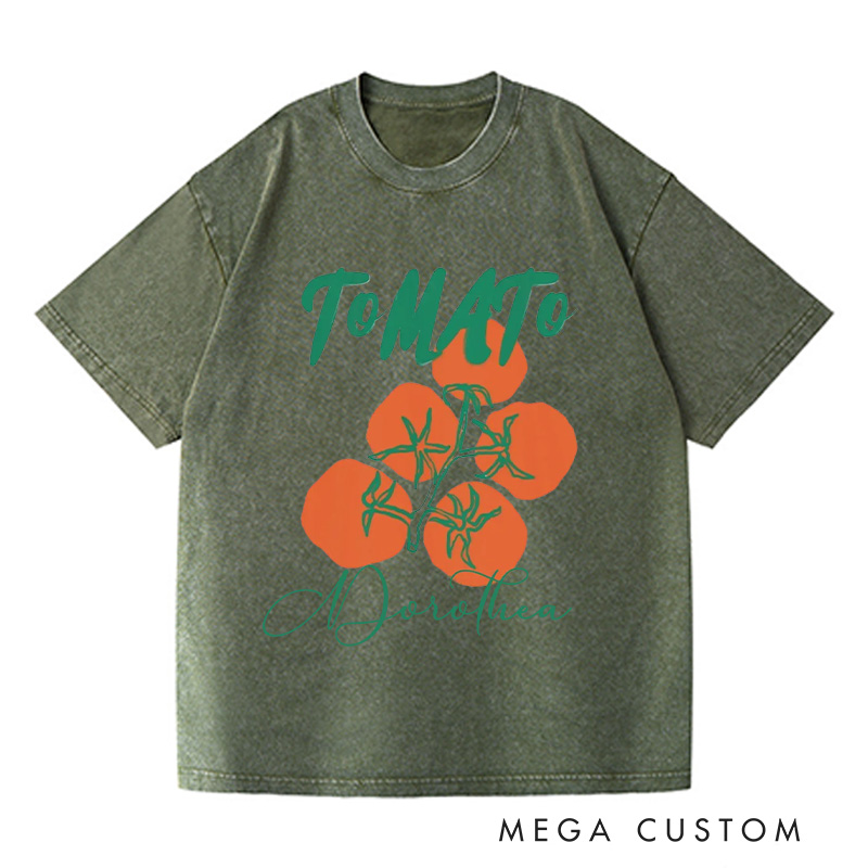 Personalized Tomato Washed T-Shirts Garden Shirt Farmers Market T Shirt with Name Gardening Shirt Garden Shirt Plant Lover Gift Gardener Gift
