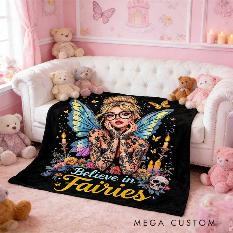 Personalized Fairies Plush Blanket Velveteen Cozy Home Decor Custom Name Magic Girl Room Decor Kids Custom Name Gift Magic Throw Best Fan Gift