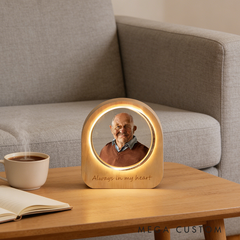 Personalized Memorial Photo Portrait LED Crystal Photo Night Light Crystal Photo Cabin LED Sympathy Gift