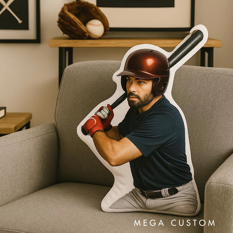 Personalize Your Baseball Player Pillow with Custom Photo Design