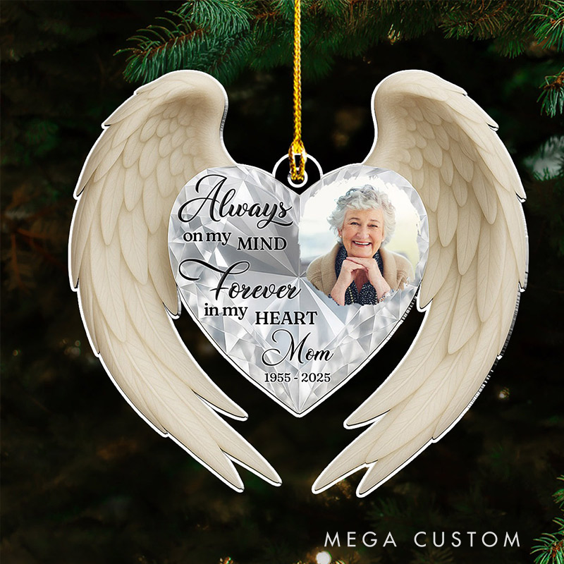 Personalized Photo Memorial Ornament My Heart And Mind Ornament Sympathy Gift for Loss of Loved Ones