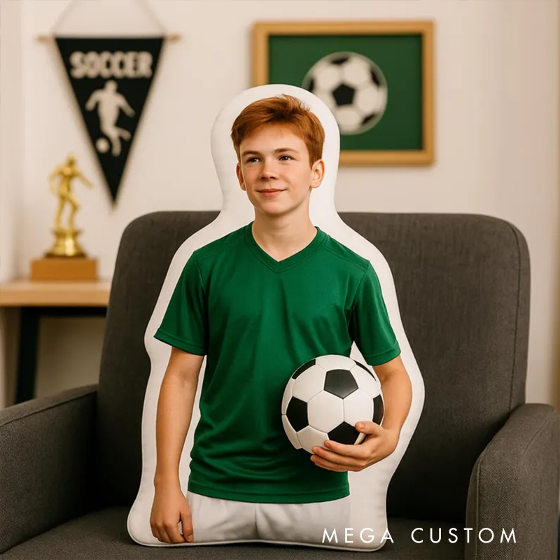 Personalize Your Soccer Player Pillow with Custom Photo Design