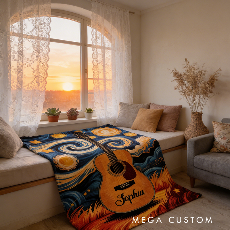 Personalized Electric Guitar Blanket Blanket for Guitar Lover Musical Instrument Blanket Guitar Lover Blanket