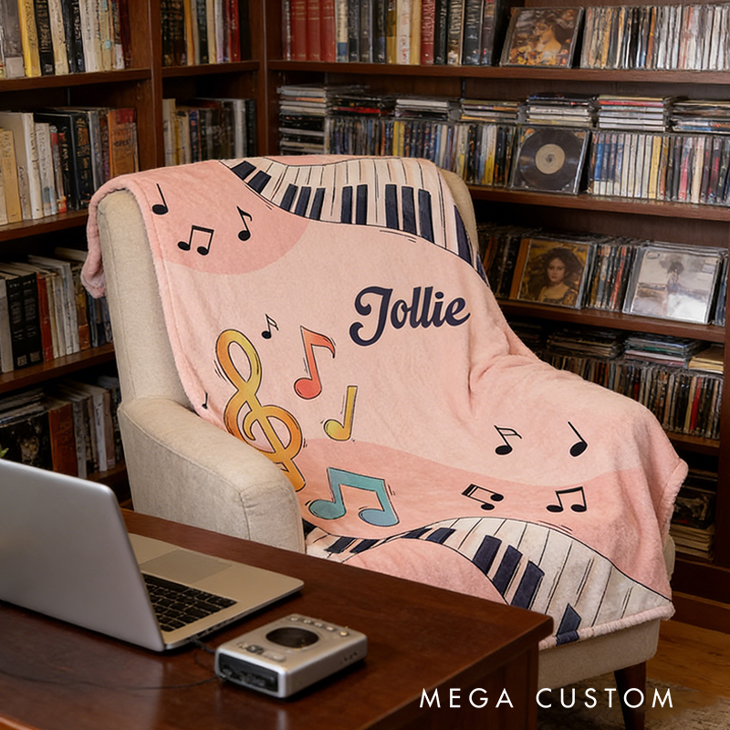 Personalized Piano Music Blanket Music Lover Gift Guitar Blanket Girls Room Decor Cool Custom Kids Blanket Music Lovers