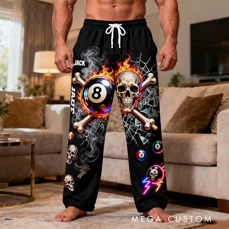 Personalize Your Skull Lounge Pants with Custom Name Design
