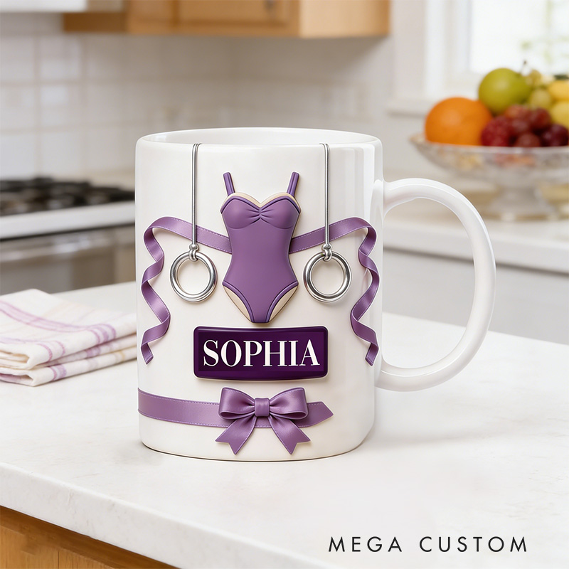 Personalized 2D Flat Purple  Gymnastics Mug Gymnastic Lover Mug Coffee Mug for Gymnastic Lover