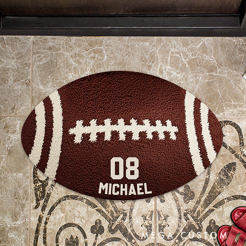 Personalize Your Football Rug with a Unique Custom Name and Number Design