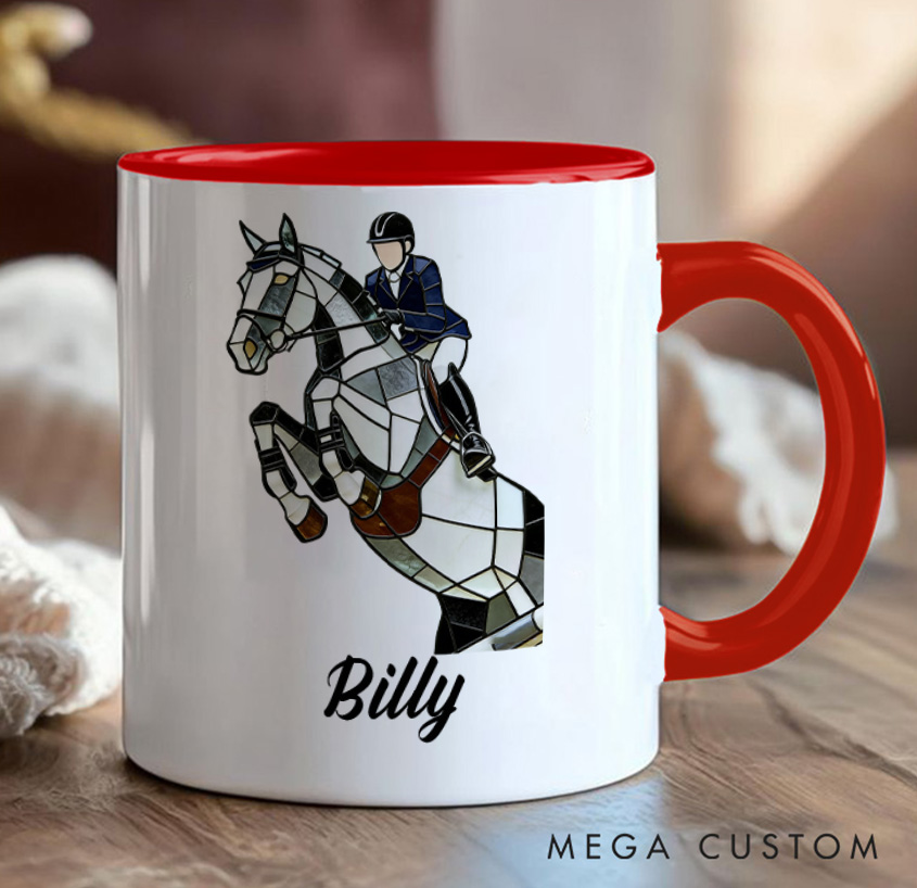 Personalized Photo Equestrian Mug Riding Horse Coffee Gift for Riding Lovers Equestrian Lovers