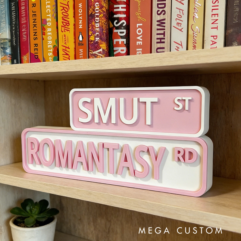 Personalized Bookshelf Street Sign Name 3D Printed Library Decor Book Lover Gift for Bookish Bookworm Reader
