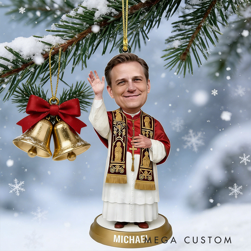 Personalized Photo Priest Acrylic Ornament with Custom Name Christian Funny Catholic Christmas Tree Decoration Religious Holiday Gift
