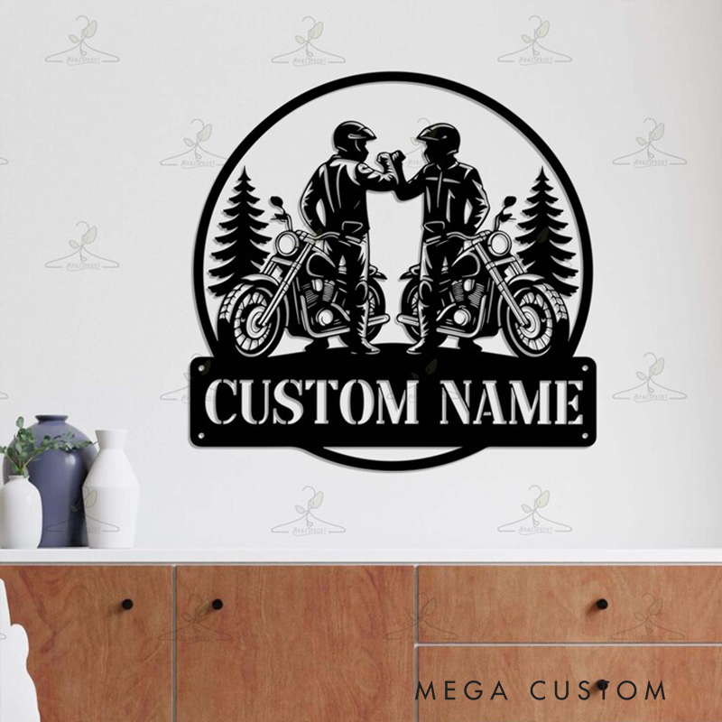Personalized Custom Biker Couple Friends Metal Sign Personalized Motorcycle Rider Wall Art Decor Gift for Friends or Motorcycle Lovers