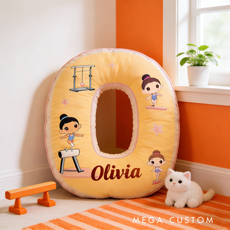 Personalized Gymnastics Fun Alphabet Shaped Pillow for Gymnastic Lovers Initial Pillow Christmas Gift for Kids