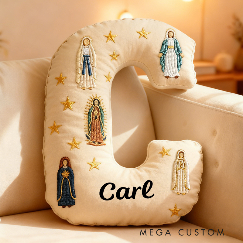 Personalized Hail Mary Full of Grace Letter Pillow with Custom Name Virgin Mary Home Decor Catholic Gift for Her Catholic Saints Graphic 3D Print