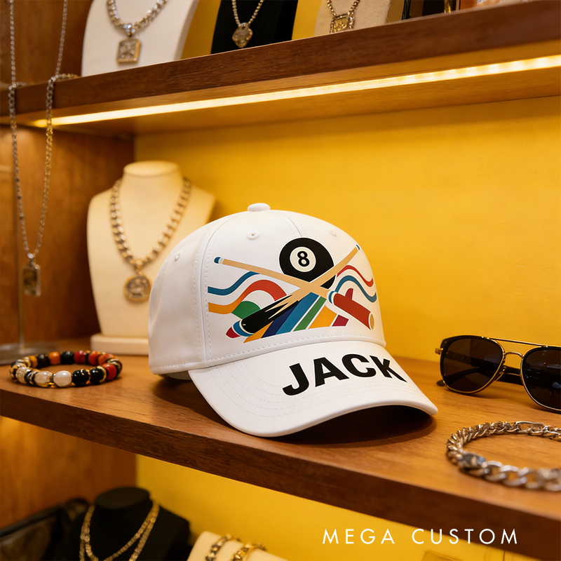 Personalized Billiards Cap with Custom Name and Vibrant Design