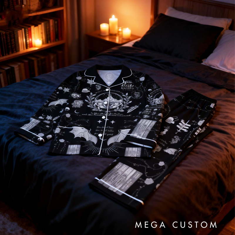 Personalized Dragon and Book Pajamas Custom Fantasy Book Lover Pajamas Set for Women Bookish Bookworm Reader