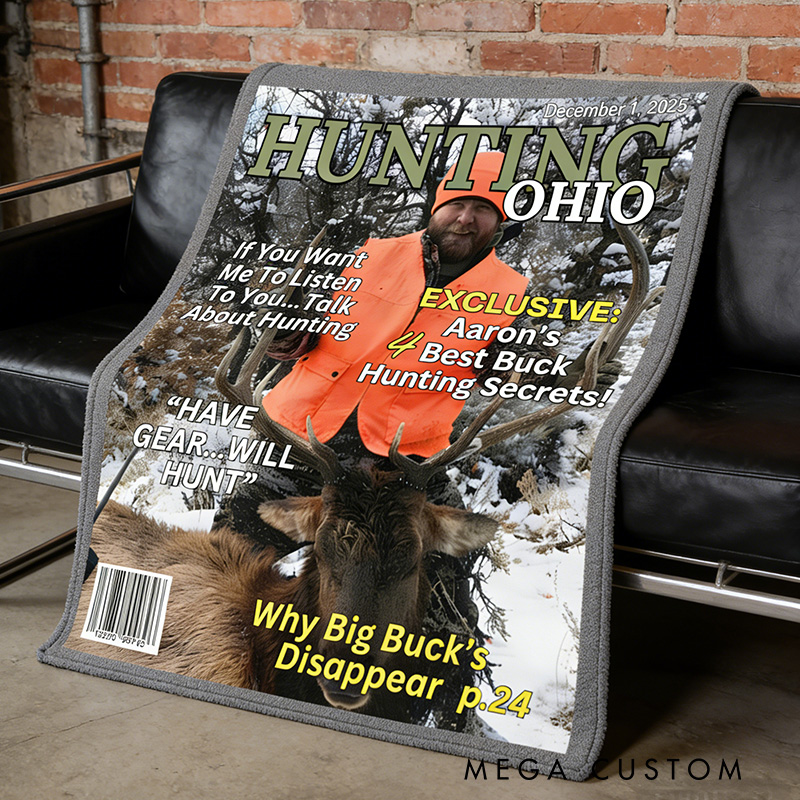Personalized Hunting Magazine Cover Blanket Ohio's Premier Hunting Insights Blanket Funny Hunter Gift