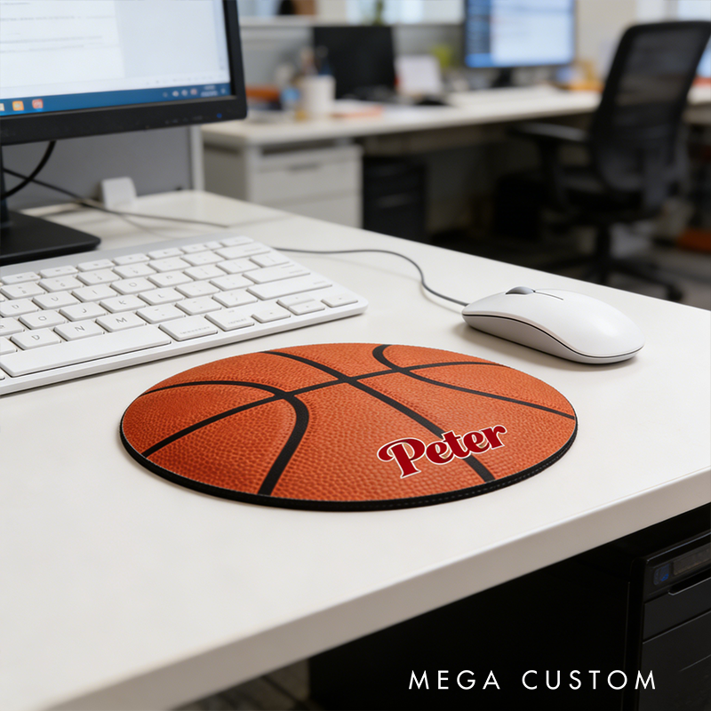 Personalized Basketball Mouse Pad with Custom Name Design