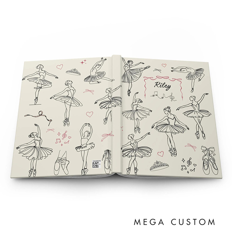 Personalized A5 Retro Style Ballet Hardcover Journal Custom Ballerina Notebook Choreography Studio Dancer Gift Recital or Team Gift for Ballerinas