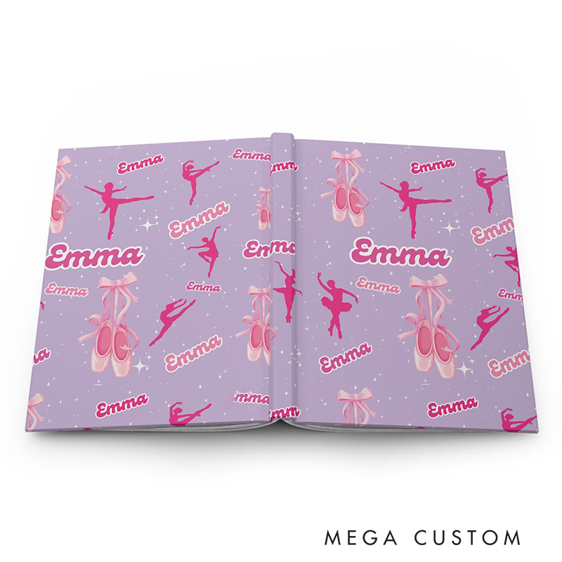 Personalized A5 Shining Ballet Hardcover Journal Custom Ballerina Notebook Choreography Studio Dancer Gift Recital or Team Gift for Ballerinas